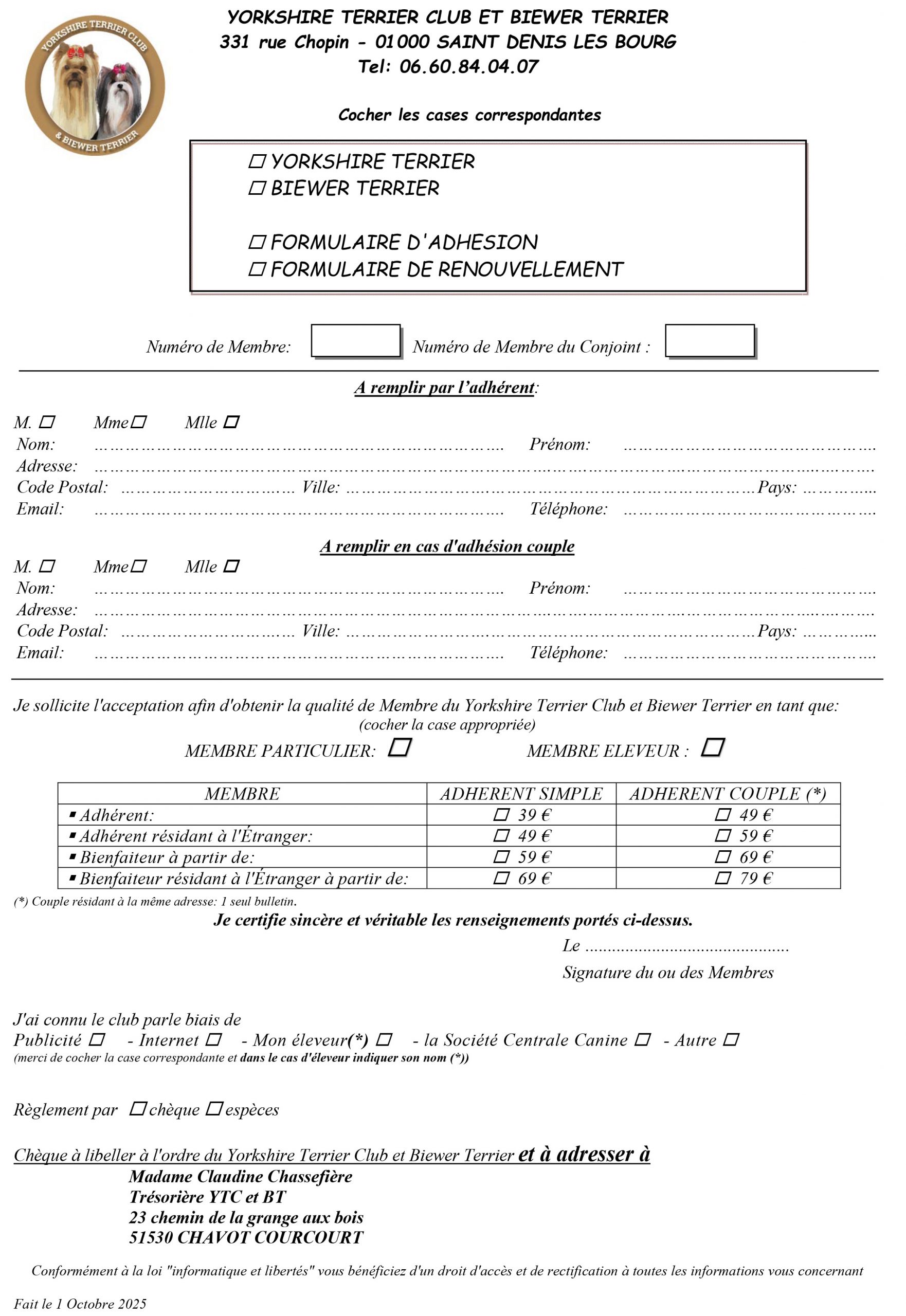 Microsoft Word - feuille adhesion et renouvellement YTC ET BT 20